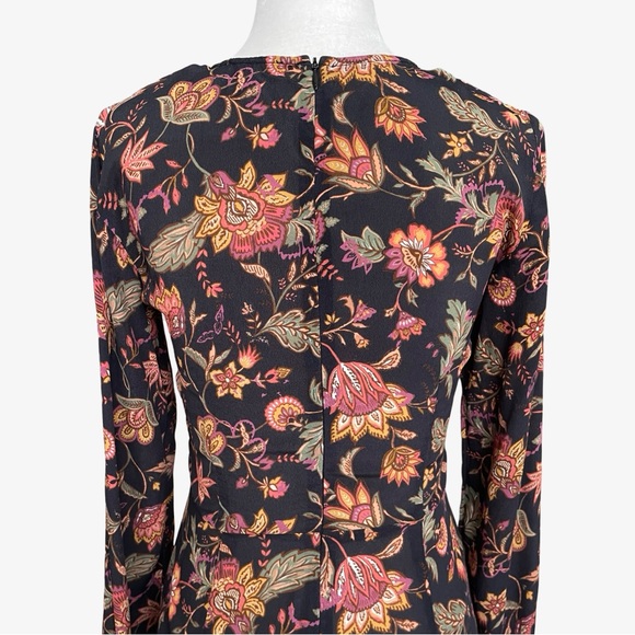 Anthropologie x Kachel Mixed Floral Print Long-Sleeve Midi Dress Black Sz 2 EUC - Picture 8 of 16